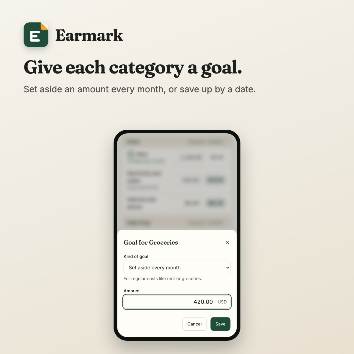 Setting a monthly goal for groceries